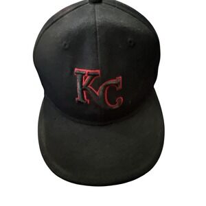 KB Ethos KC Kansas City Baseball Cap Black Red Fitted Hat Size 7 5/8 XL